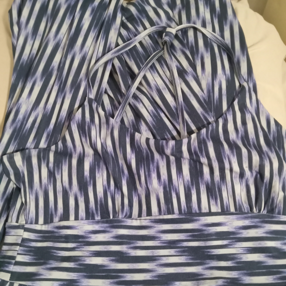 Eddie Bauer Purple and Gray Striped Dress
